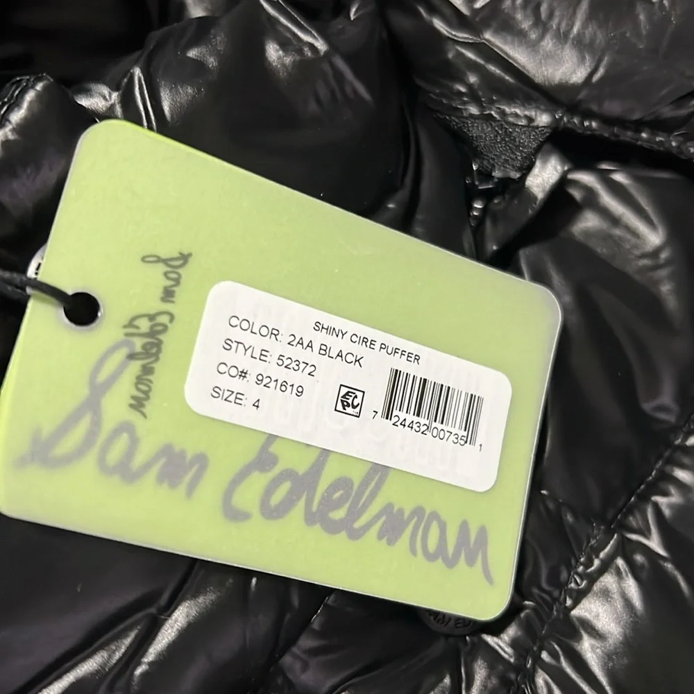 NWT Sam Edelman Girls' Puffer Coats BLACK - Black Shiny Cire Puffer Coat Size 4